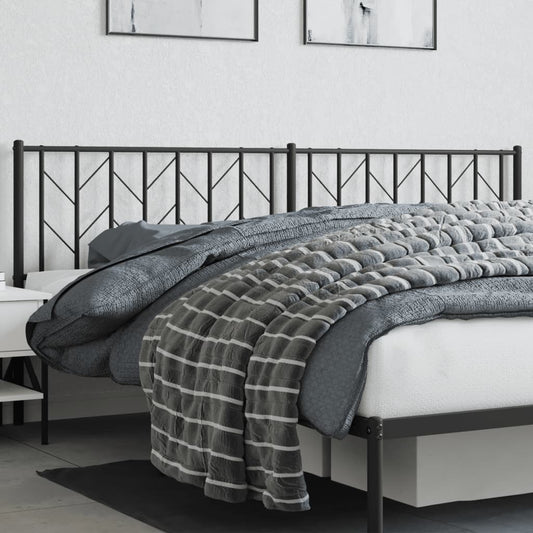 Sleek Black Metal Headboard - 200 cm Modern Bedroom Accent