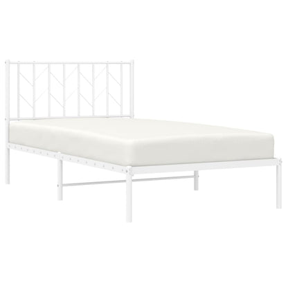 White Metal Bed Frame with Headboard 100x190cm - No Mattress