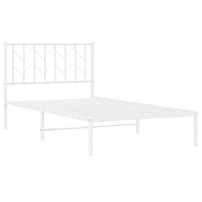White Metal Bed Frame with Headboard 100x190cm - No Mattress