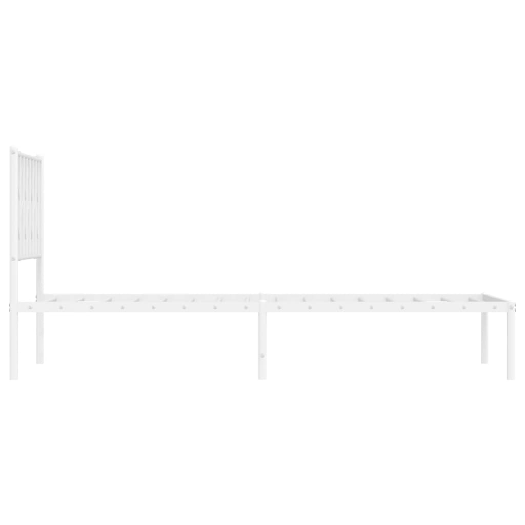 White Metal Bed Frame with Headboard 100x190cm - No Mattress