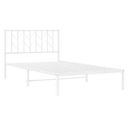 White Metal Bed Frame with Headboard - 107x203cm - No Mattress