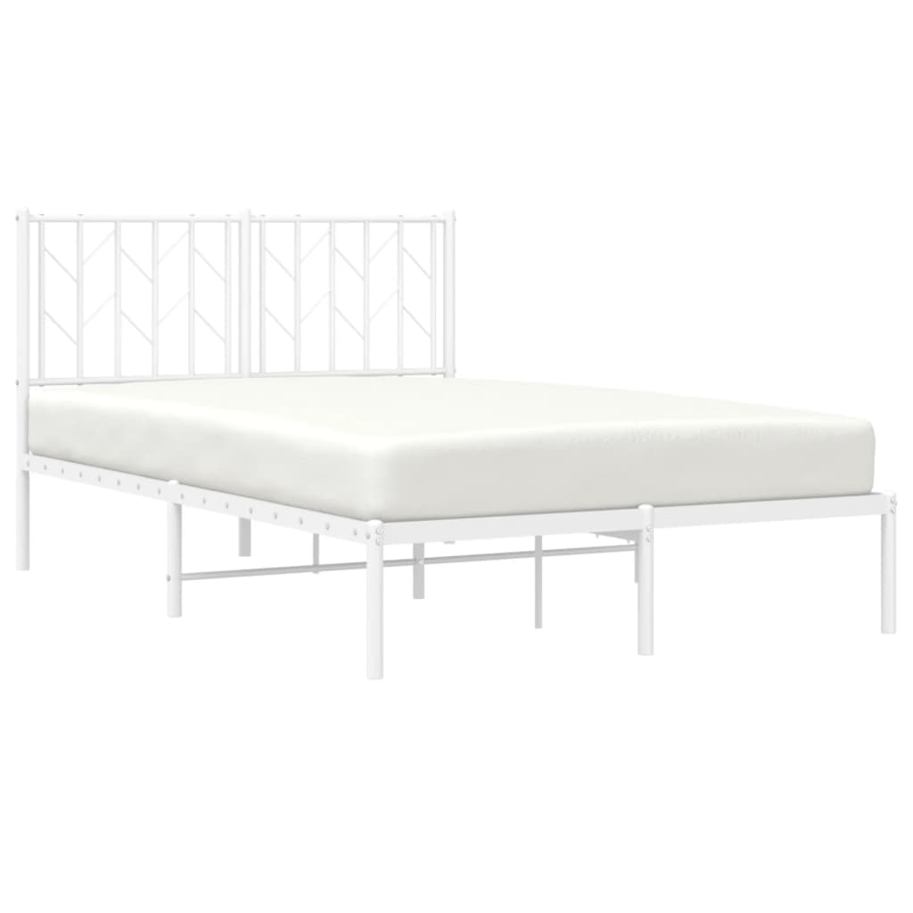 White Metal Bed Frame with Headboard, 120x200cm, No Mattress Included