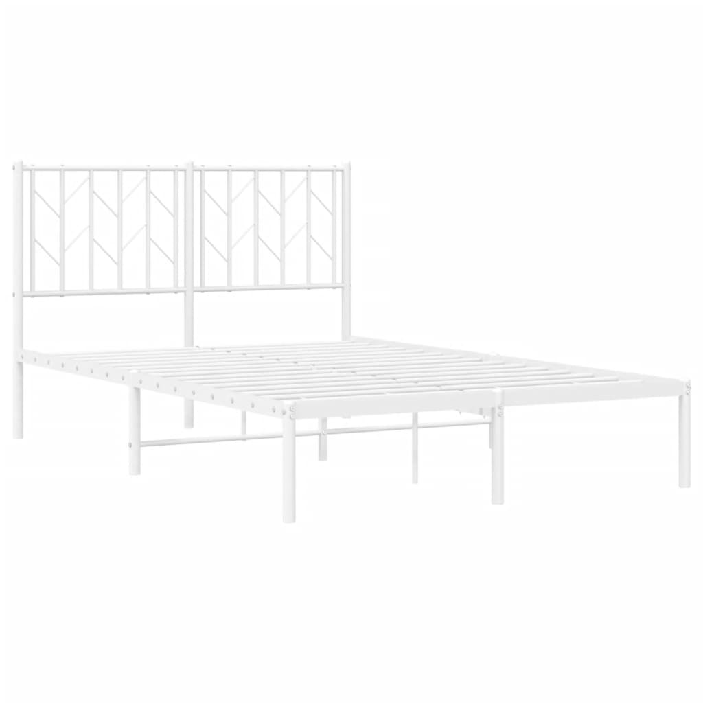 White Metal Bed Frame with Headboard, 120x200cm, No Mattress Included