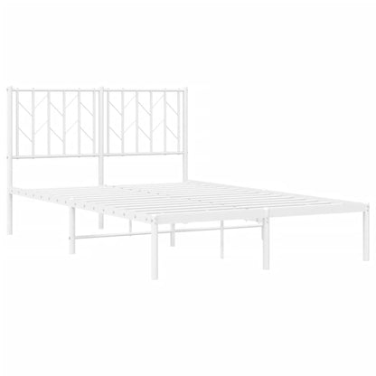 White Metal Bed Frame with Headboard, 120x200cm, No Mattress Included