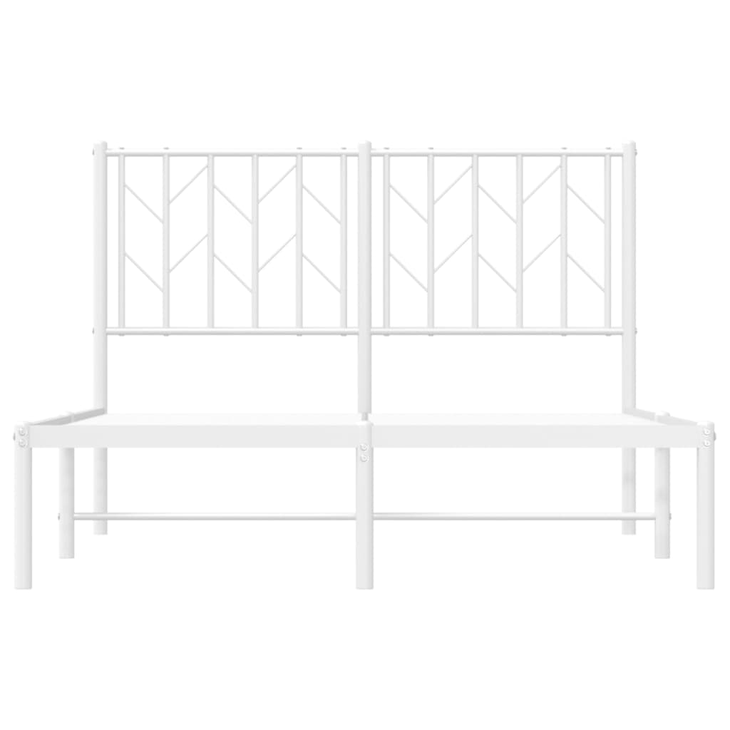 White Metal Bed Frame with Headboard, 120x200cm, No Mattress Included