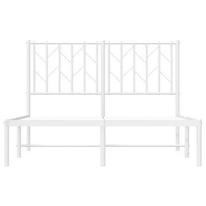 White Metal Bed Frame with Headboard, 120x200cm, No Mattress Included