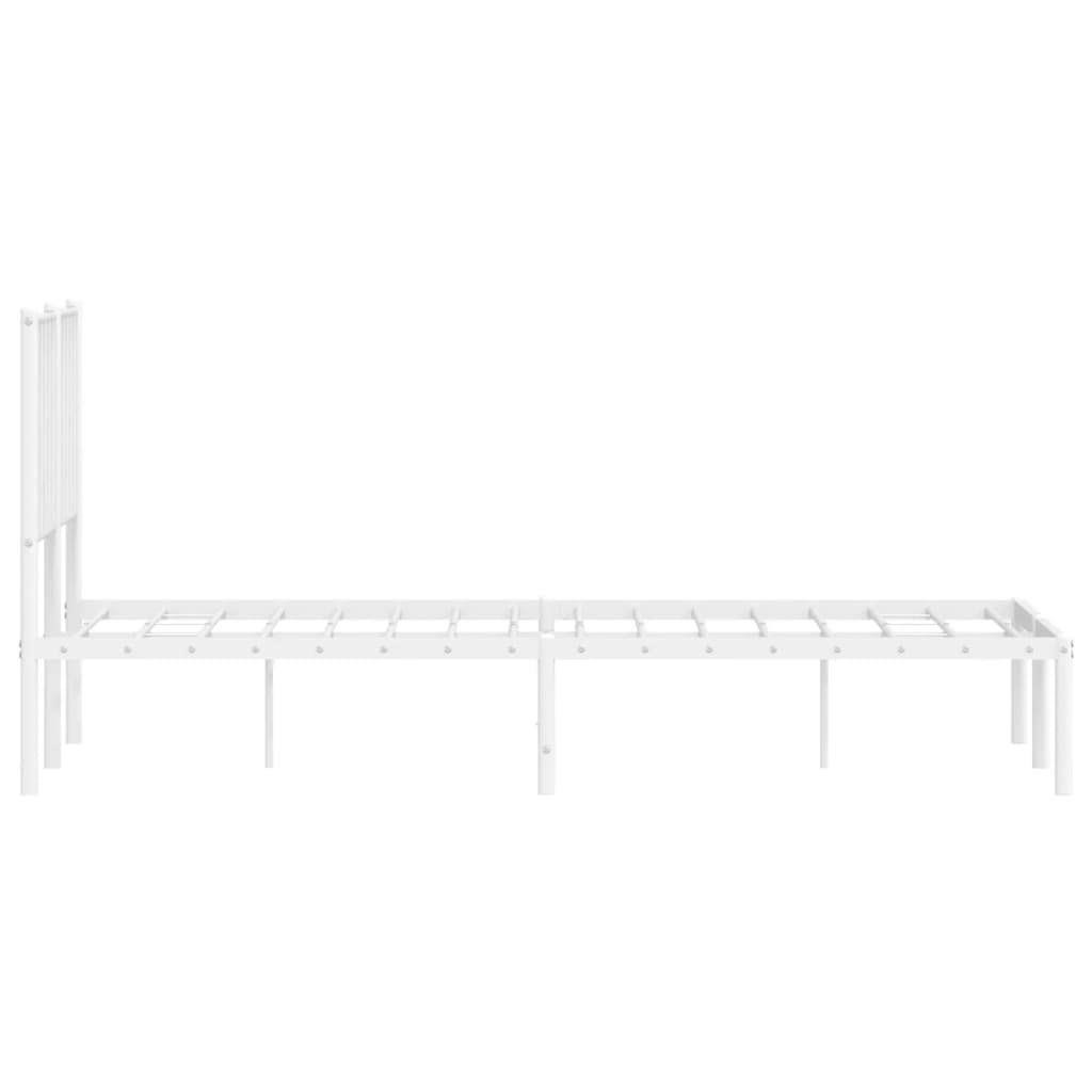 White Metal Bed Frame with Headboard, 120x200cm, No Mattress Included