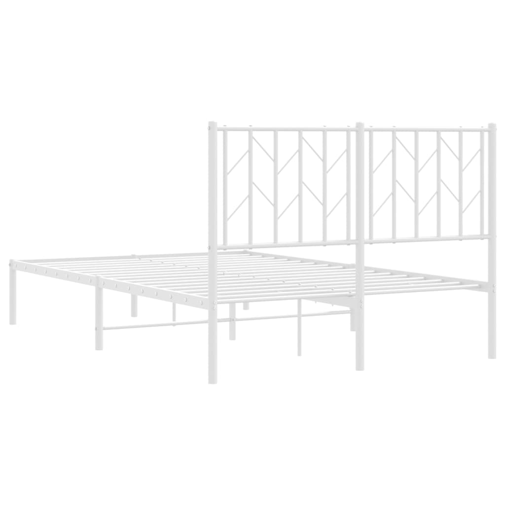 White Metal Bed Frame with Headboard, 120x200cm, No Mattress Included
