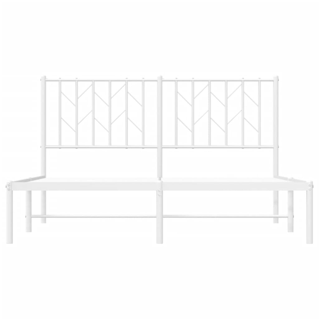 White Metal Bed Frame with Headboard - Fits 135x190cm Mattress