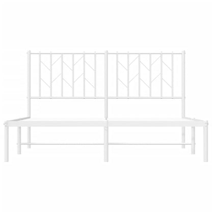 White Metal Bed Frame with Headboard - Fits 135x190cm Mattress