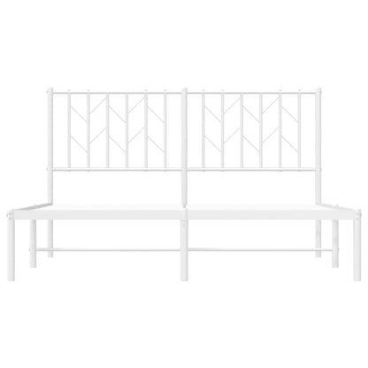 White Metal Bed Frame 140x190cm with Headboard - No Mattress