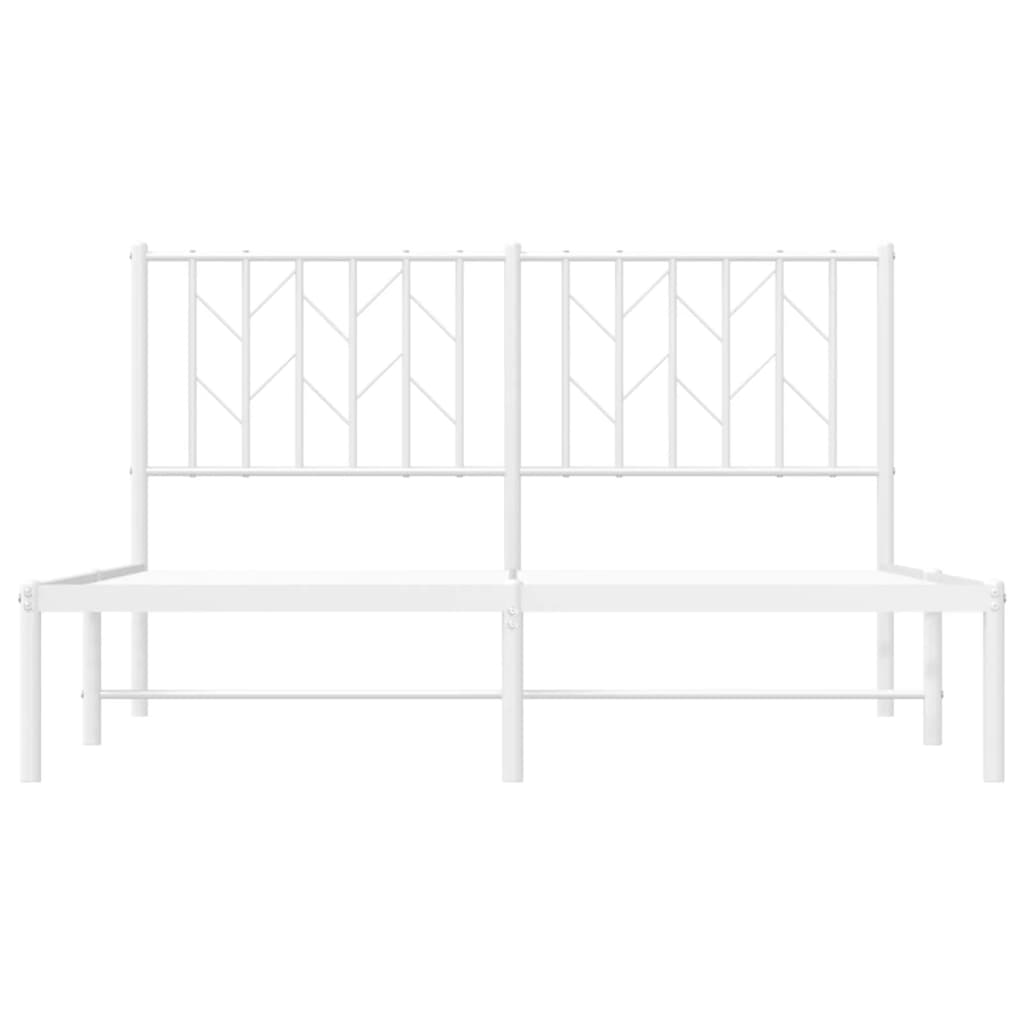 White Metal Bed Frame with Headboard, 140x200cm, No Mattress