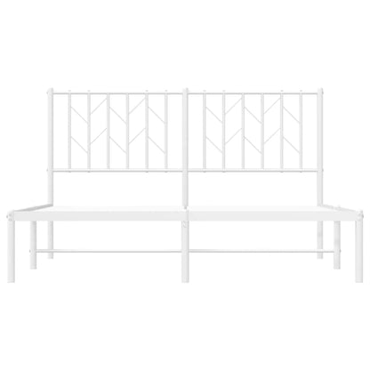 White Metal Bed Frame with Headboard, 140x200cm, No Mattress