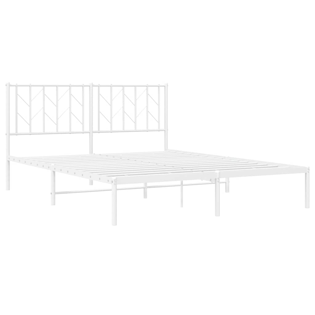 White Metal Bed Frame with Headboard - 150x200cm No Mattress