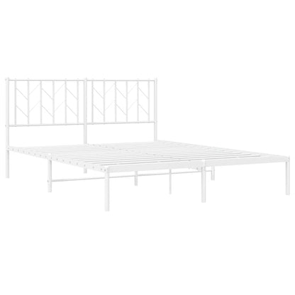 White Metal Bed Frame with Headboard - 150x200cm No Mattress
