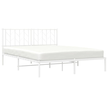 White Metal Bed Frame with Headboard - 150x200cm No Mattress