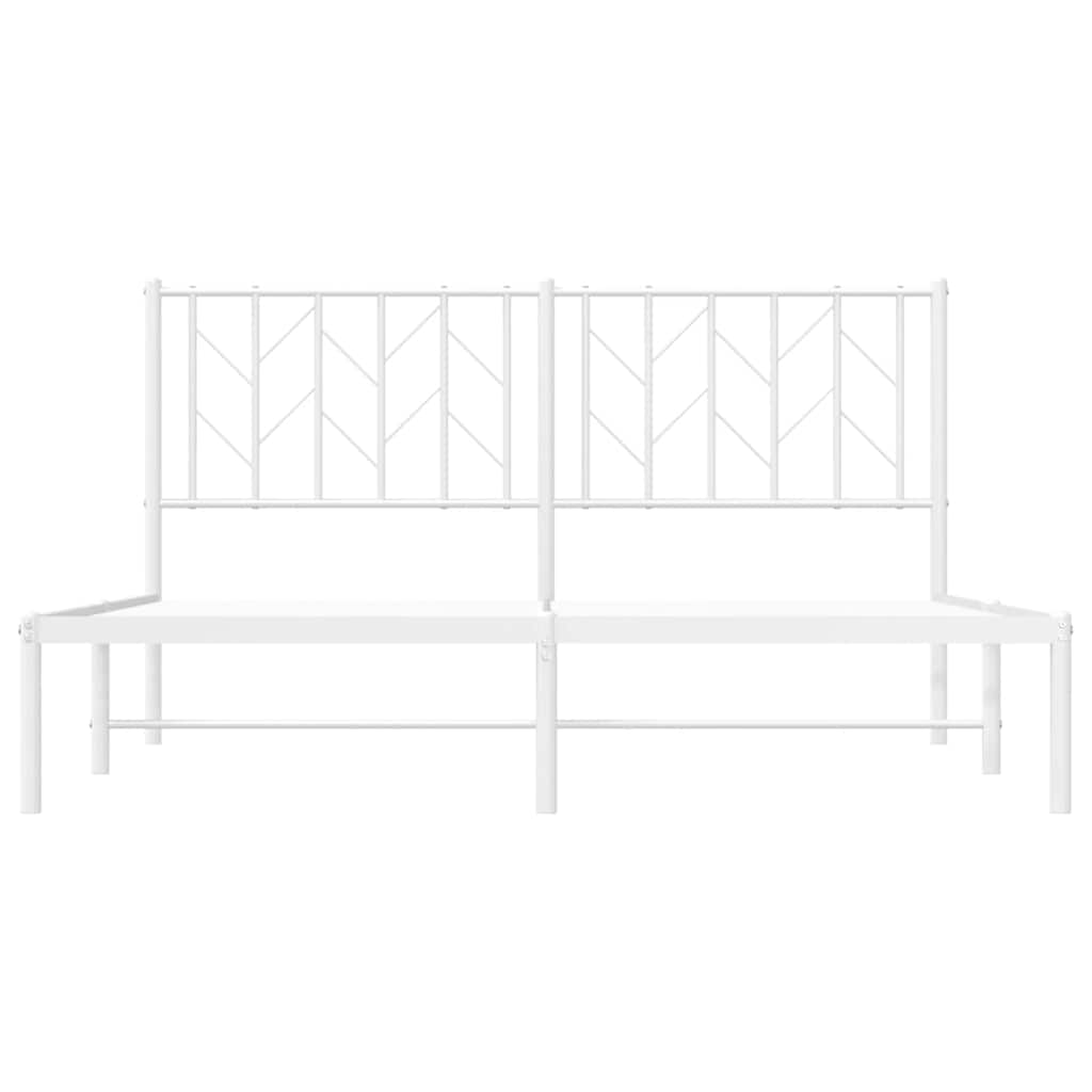 White Metal Bed Frame with Headboard - 150x200cm No Mattress
