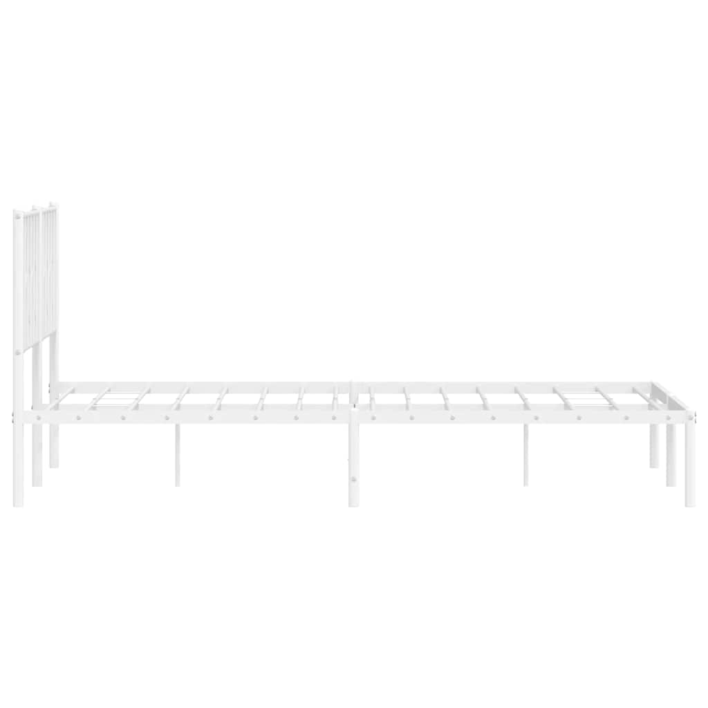 White Metal Bed Frame with Headboard - 150x200cm No Mattress