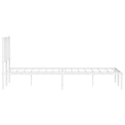 White Metal Bed Frame with Headboard - 150x200cm No Mattress