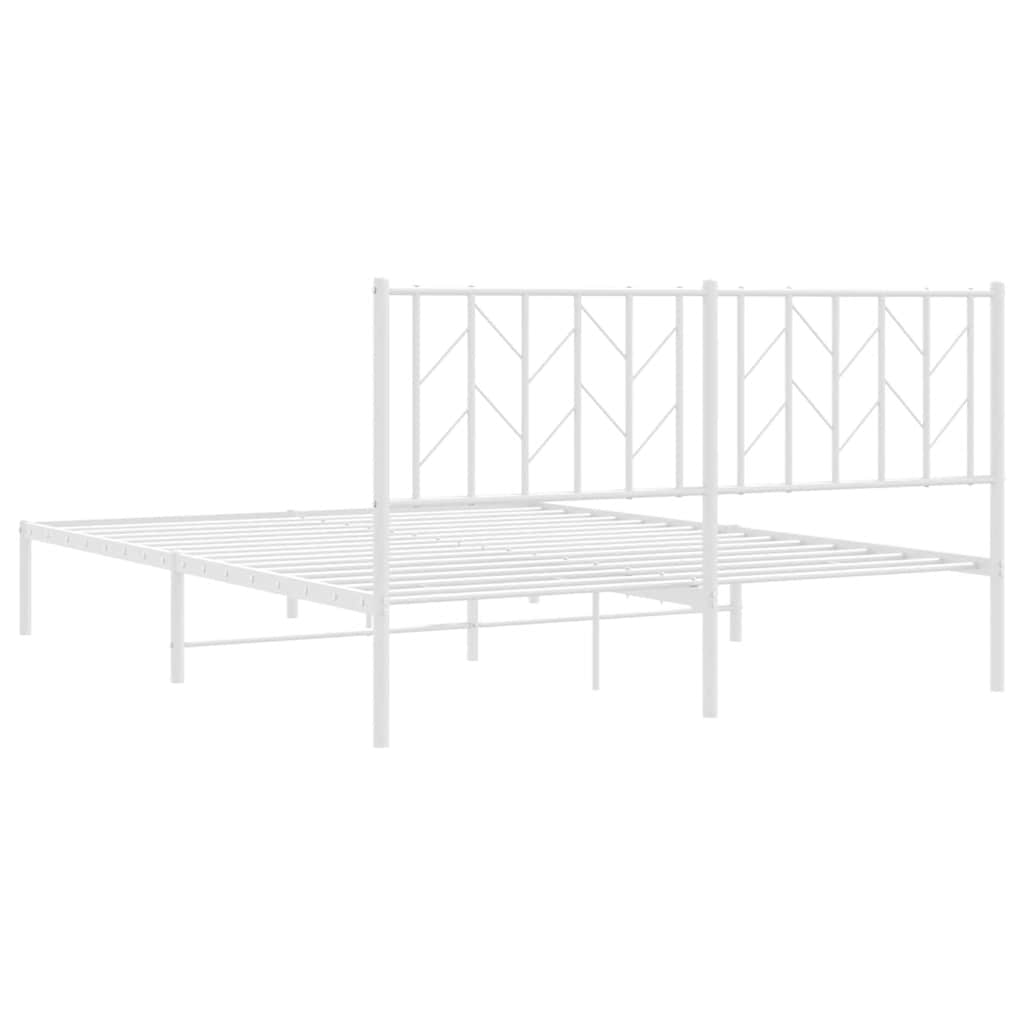 White Metal Bed Frame with Headboard - 150x200cm No Mattress