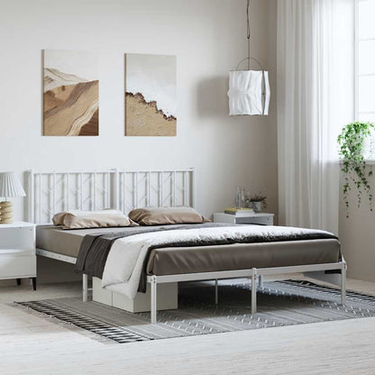 White Metal Bed Frame with Headboard - 150x200cm No Mattress