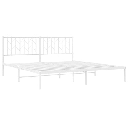 White Metal Bed Frame with Headboard - 180x200cm Mattress Excluded
