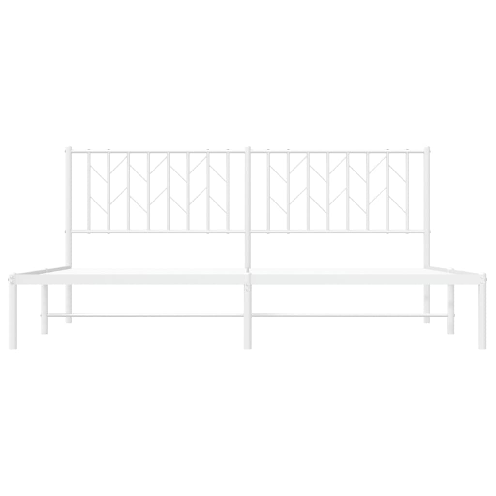 White Metal Bed Frame with Headboard - 180x200cm Mattress Excluded