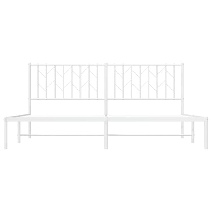 White Metal Bed Frame with Headboard - 180x200cm Mattress Excluded