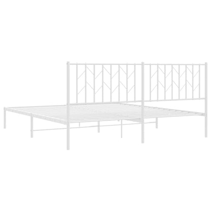 White Metal Bed Frame with Headboard - 180x200cm Mattress Excluded
