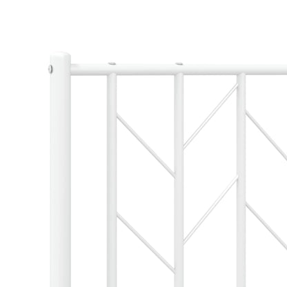White Metal Bed Frame with Headboard - 180x200cm Mattress Excluded