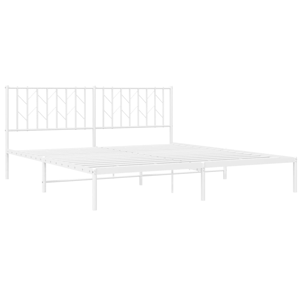 Elegant White Metal Bed Frame with Headboard - 183x213cm