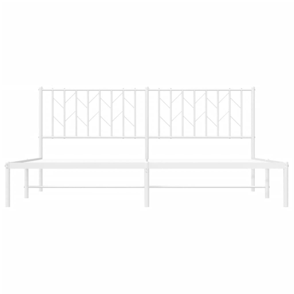 Elegant White Metal Bed Frame with Headboard - 183x213cm