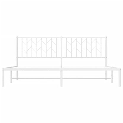 Elegant White Metal Bed Frame with Headboard - 183x213cm