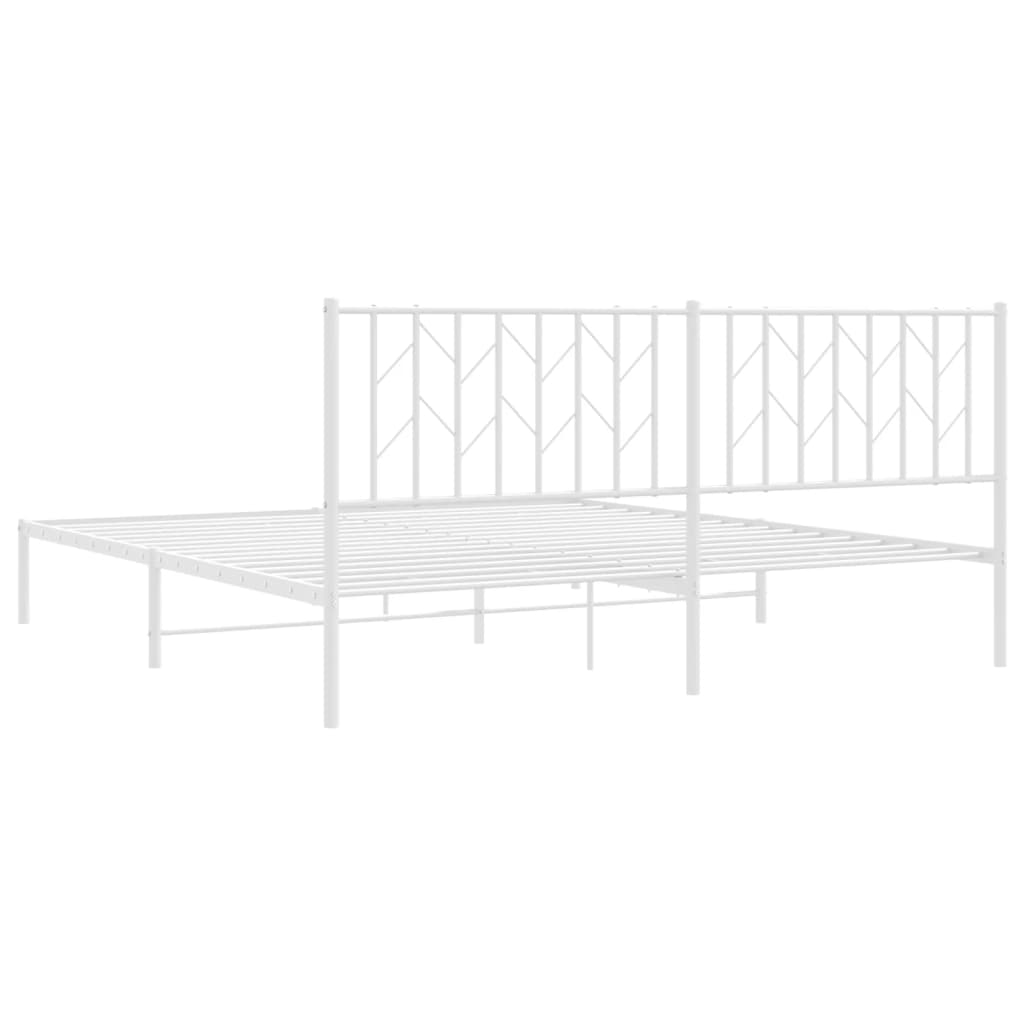 Elegant White Metal Bed Frame with Headboard - 183x213cm