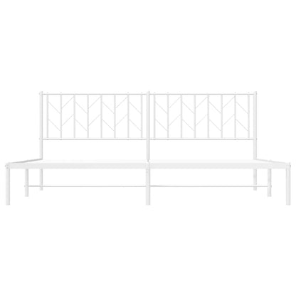 White Metal Bed Frame with Headboard - 193x203cm, No Mattress