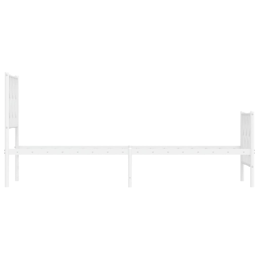 White Metal Bed Frame with Footboard, 75x190cm - No Mattress