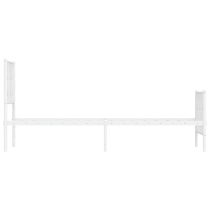 White Metal Bed Frame with Footboard, 75x190cm - No Mattress