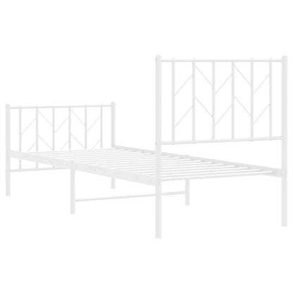 White Metal Bed Frame with Footboard, 75x190cm - No Mattress