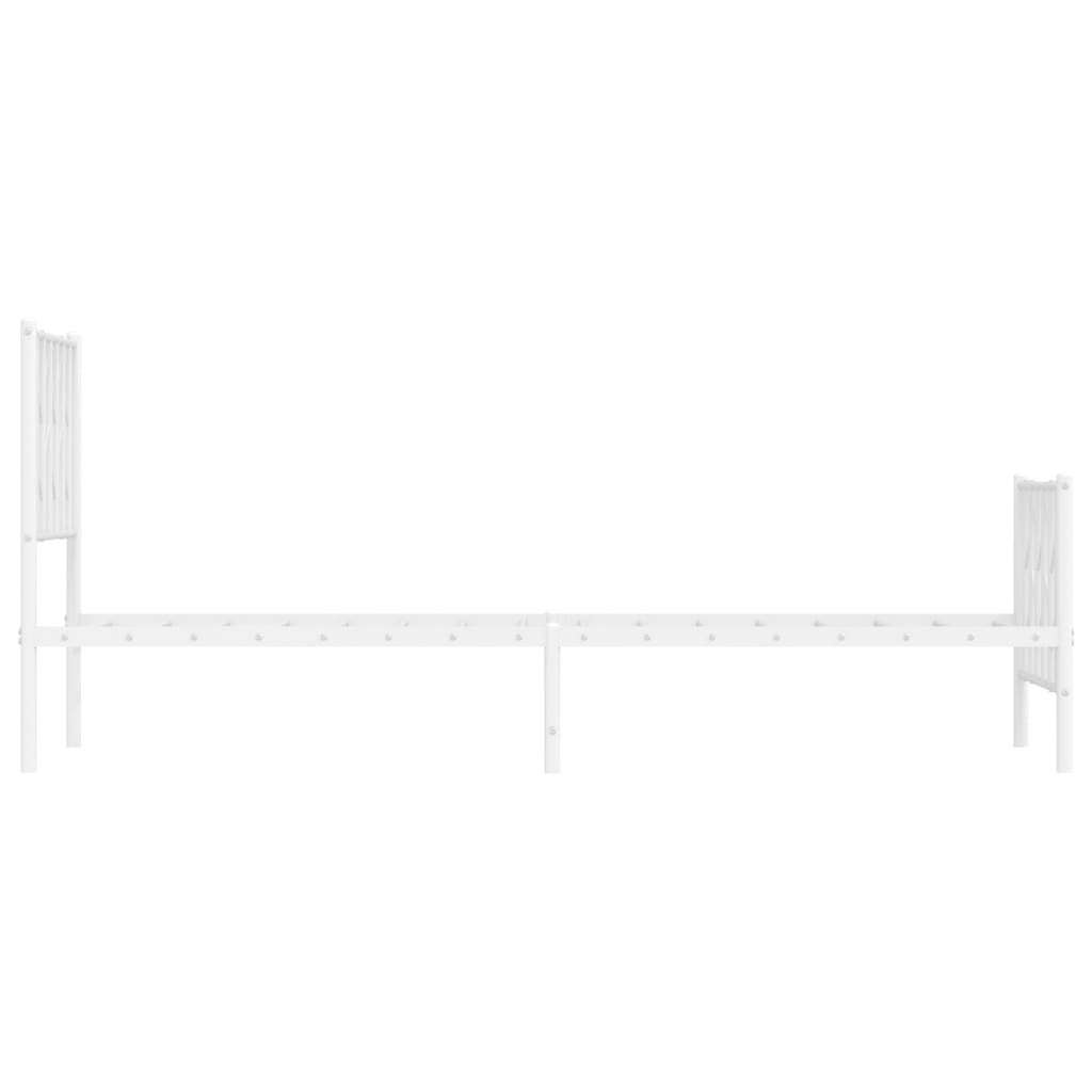 White Metal Bed Frame with Footboard - 80x200cm Sturdy Design