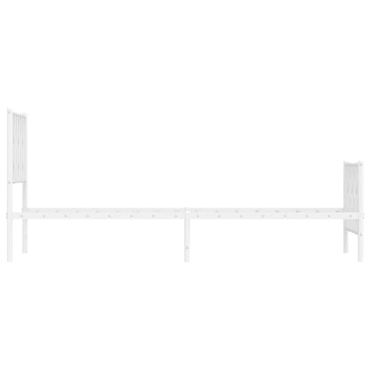 White Metal Bed Frame with Footboard - 80x200cm Sturdy Design