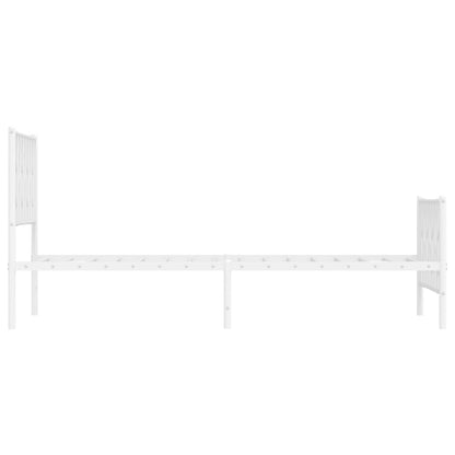 White Metal Bed Frame with Footboard, 100x190cm - No Mattress