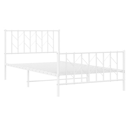 White Metal Bed Frame with Footboard, 107x203cm, No Mattress