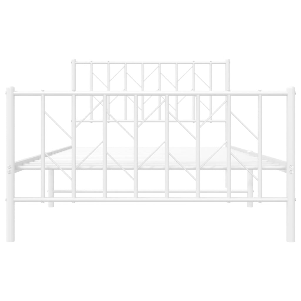 White Metal Bed Frame with Footboard, 107x203cm, No Mattress