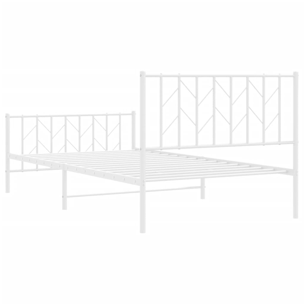 White Metal Bed Frame with Footboard, 107x203cm, No Mattress