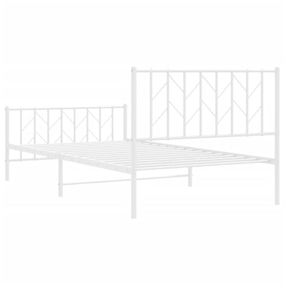 White Metal Bed Frame with Footboard, 107x203cm, No Mattress