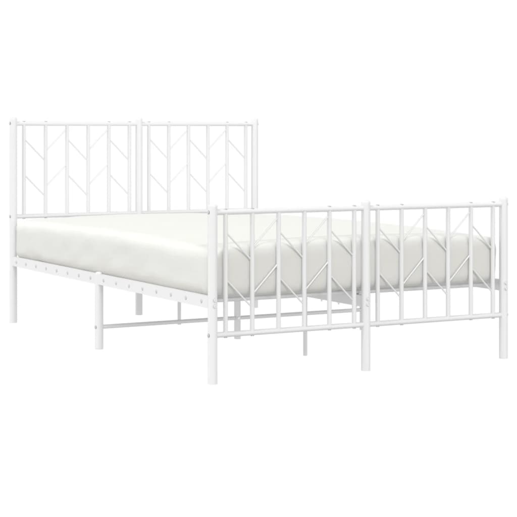 White Metal Bed Frame with Footboard - 120x190cm, No Mattress Included