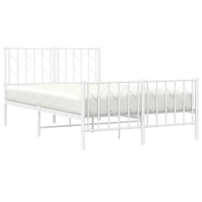 White Metal Bed Frame with Footboard - 120x190cm, No Mattress Included