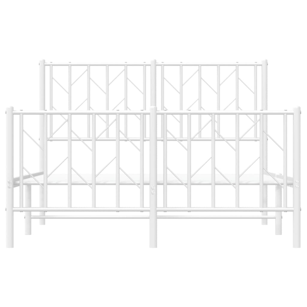 White Metal Bed Frame with Footboard - 120x190cm, No Mattress Included