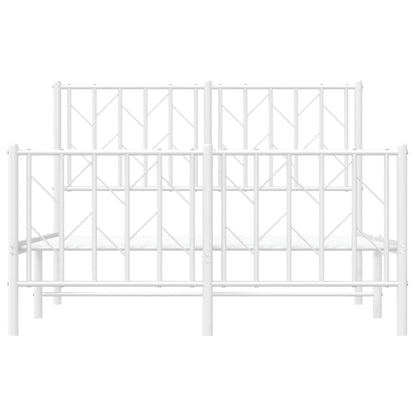 White Metal Bed Frame with Footboard - 120x190cm, No Mattress Included