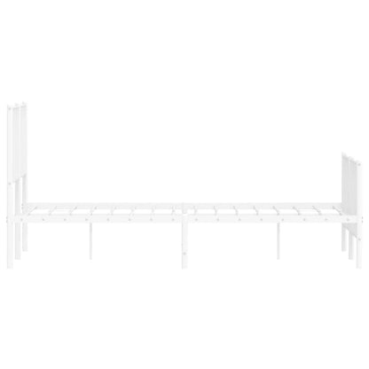 White Metal Bed Frame with Footboard - 120x190cm, No Mattress Included